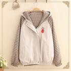 Carrot Embroidered Two-way Gingham-sleeve Jacket
