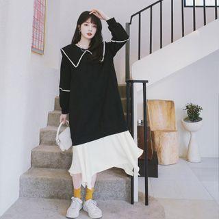 Navy Collar Panel Dress