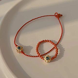 Flower Alloy Bead Chained Ring / Bracelet (various Designs)