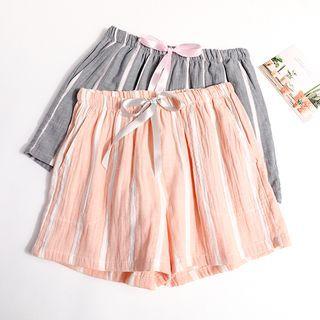 Drawstring-waist Striped Lounge Shorts