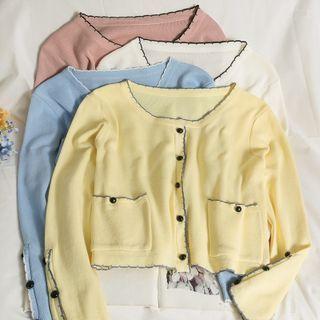 Contrasted Button-up Light Knit Top In 5 Colors