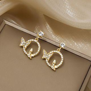 Rhinestone Dangle Earring 1 Pair - E2742 - Gold - One Size