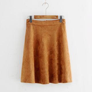Plain Suede A-line Skirt