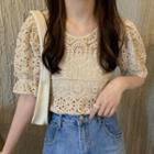 Short-sleeve Embroidered Lace Blouse