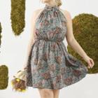 Plus Size Sleeveless Print Mini A-line Dress
