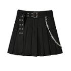 Chain Pleated Mini A-line Skirt