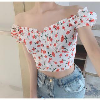 Floral Off-shoulder Slim-fit Blouse