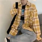 Plaid Pocket Detail Oversize Shirt As Shown In Figure - One Size