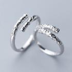 925 Sterling Silver Patterned Open Ring S925 Silver - 1 Pair - Ring - Silver - One Size