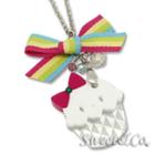 Rainbow Ribbon Swarovski Miss Cupcake Necklace Silver - One Size