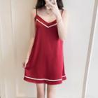 Set: Contrast Trim Sleep Dress + Robe