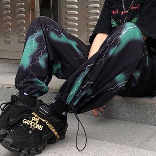 Lightning Print Straight Leg Pants