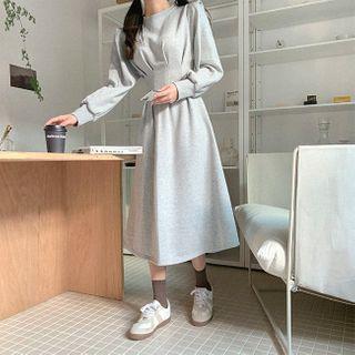 Pintuck-waist Napped Dress