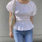 Ruched Off-shoulder Crop Blouse White - One Size