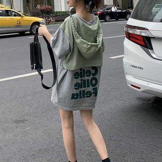 Mock Two Piece Lettering Hooded Tee