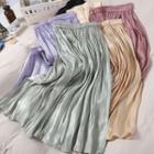 Plain Satin Midi A-line Skirt