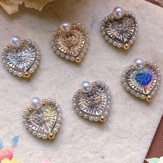 Heart Rhinestone Faux Pearl Nail Art Decoration