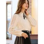 Crochet-trim See-through Lace Blouse
