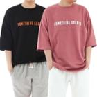 Plus Size Letter-printed Drop-shoulder T-shirt