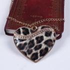 Rhinestone Leopard Print Heart Necklace