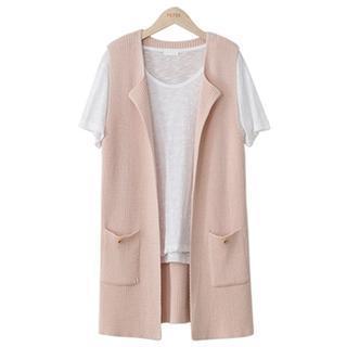Open-front Pocket-detail Vest