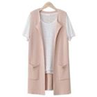 Open-front Pocket-detail Vest