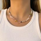 Embellished Necklace 4975 - Pink & White - One Size