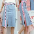 Slit Detail Midi Denim Skirt