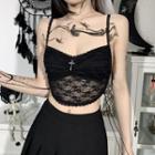 Lace Drawstring Cropped Camisole Top