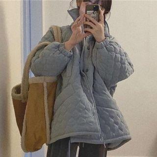 Plain Padded Jacket Gray - One Size