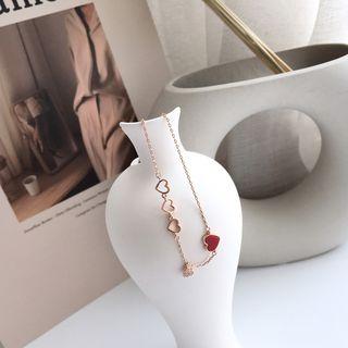 Rhinestone Heart Anklet Anklet - Love Heart - One Size