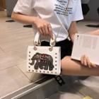 Studded Elephant Appliqued Handbag With Chain Strap