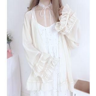Strappy A-line Dress / Ruffle Light Jacket