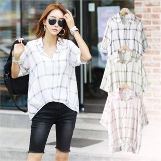 Pintuck-hem Check Shirt
