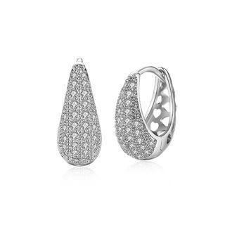 Romantic Elegant Noble Luxury Fashion Earrings With Cubic Zircon Silver - One Size