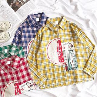 Printed Plaid Long-sleeve Shirt