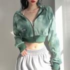 Tie-dyed Crop Zip Hoodie
