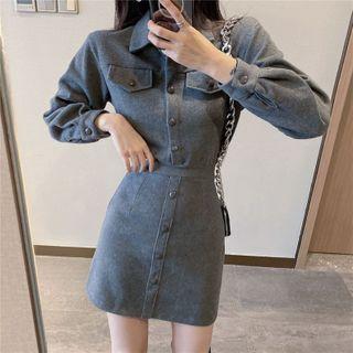 Plain Single-breasted Dress