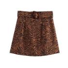 Belted Tiger Print Mini Skirt / Shirt / Set