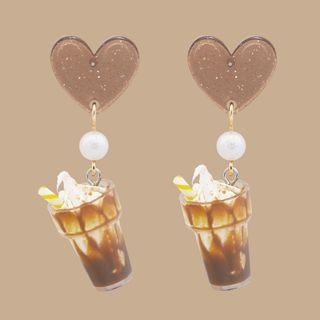 Coffee Drop Earring / Clip-on Earring