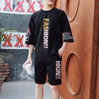 Set: Lettering 3/4-sleeve T-shirt + Shorts