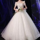 Puff-sleeve Square-neck Wedding Ball Gown