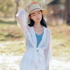 Lace Trim Puff-sleeve Light Jacket