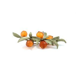 Fashion And Elegant Enamel Orange Brooch Silver - One Size