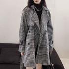 Double-breasted Houndstooth Trench Jacket