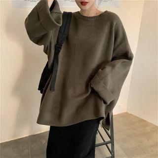 Oversized Open-side Long-sleeve Knit Top