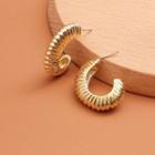 Textured Open Hoop Earring 1 Pair - Gold - One Size