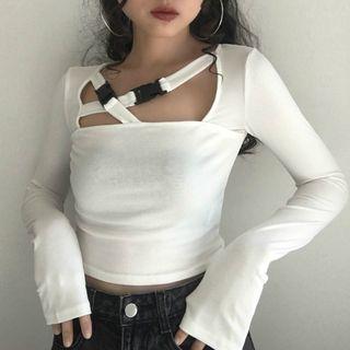 Crisscross Long-sleeve Cropped T-shirt