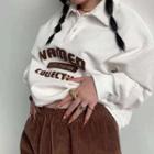 Lettering Print Long-sleeve Polo Sweater