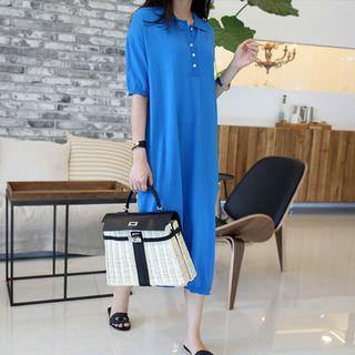 Long Knit Polo Dress
